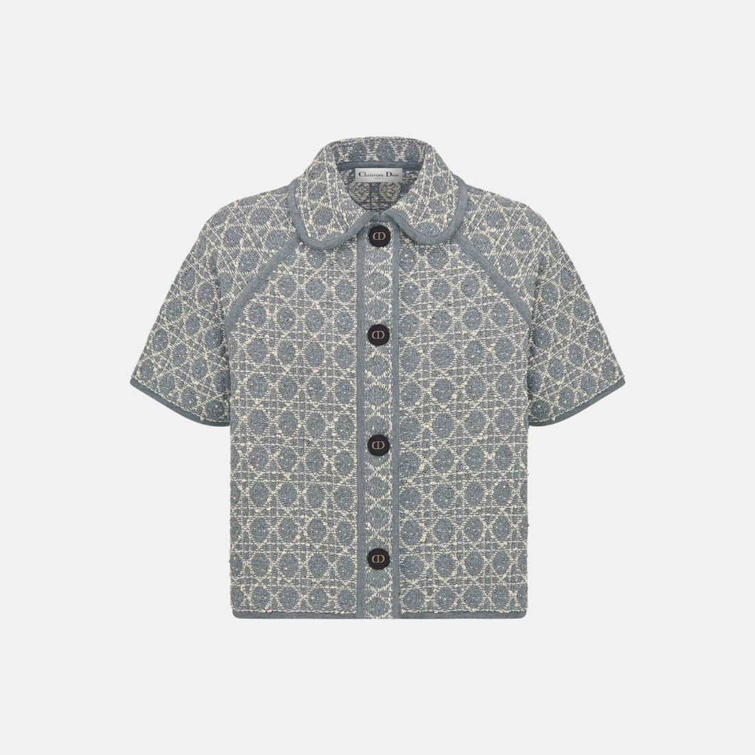 Dior Macrocannage Short Sleeved Jacket In Cotton Blend Tweed, Front