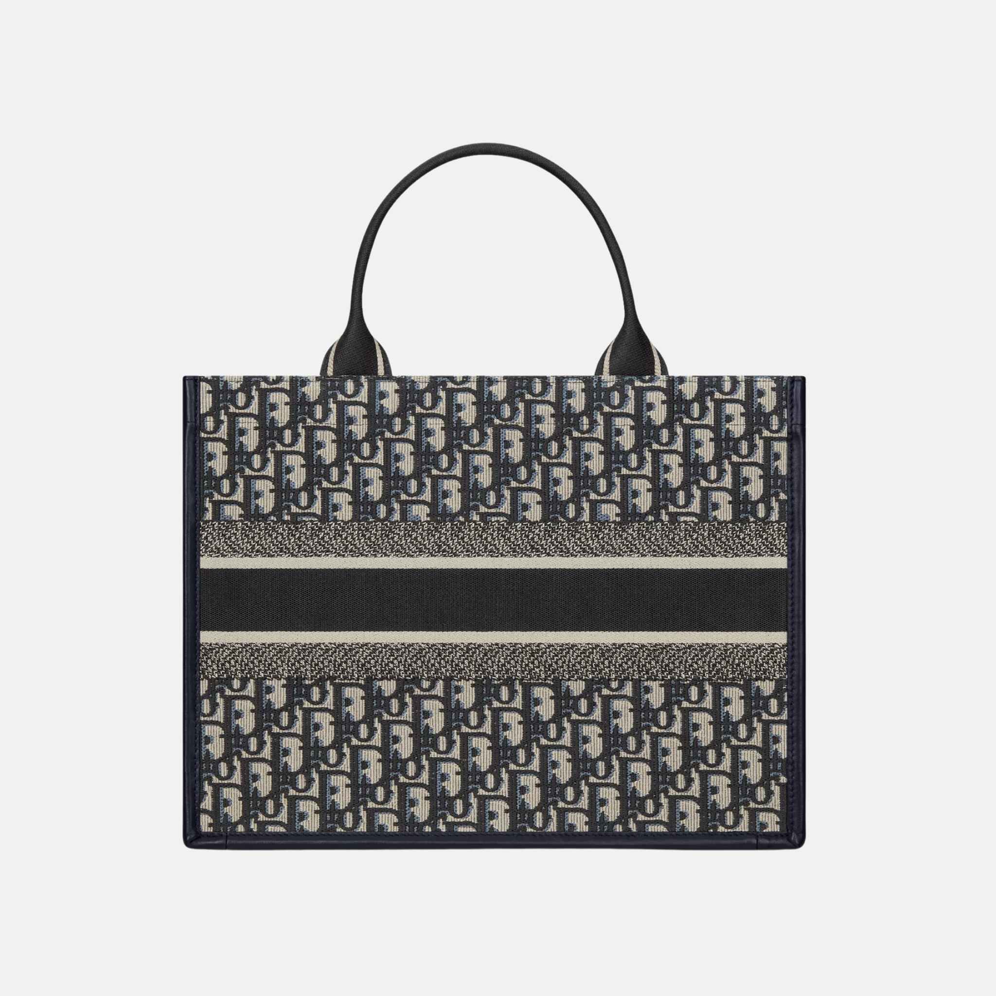 Medium Book Tote Dior Oblique Embroidery And Calfskin