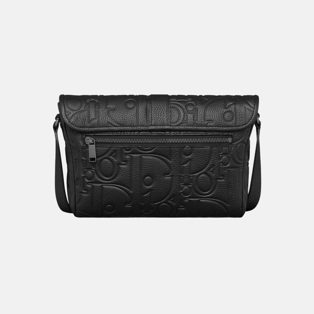 حقيبة Dior Daily Messenger متوسطة الحجم بغطاء من الجلد وجلد العجل المحبب، سوداء، من الخلف