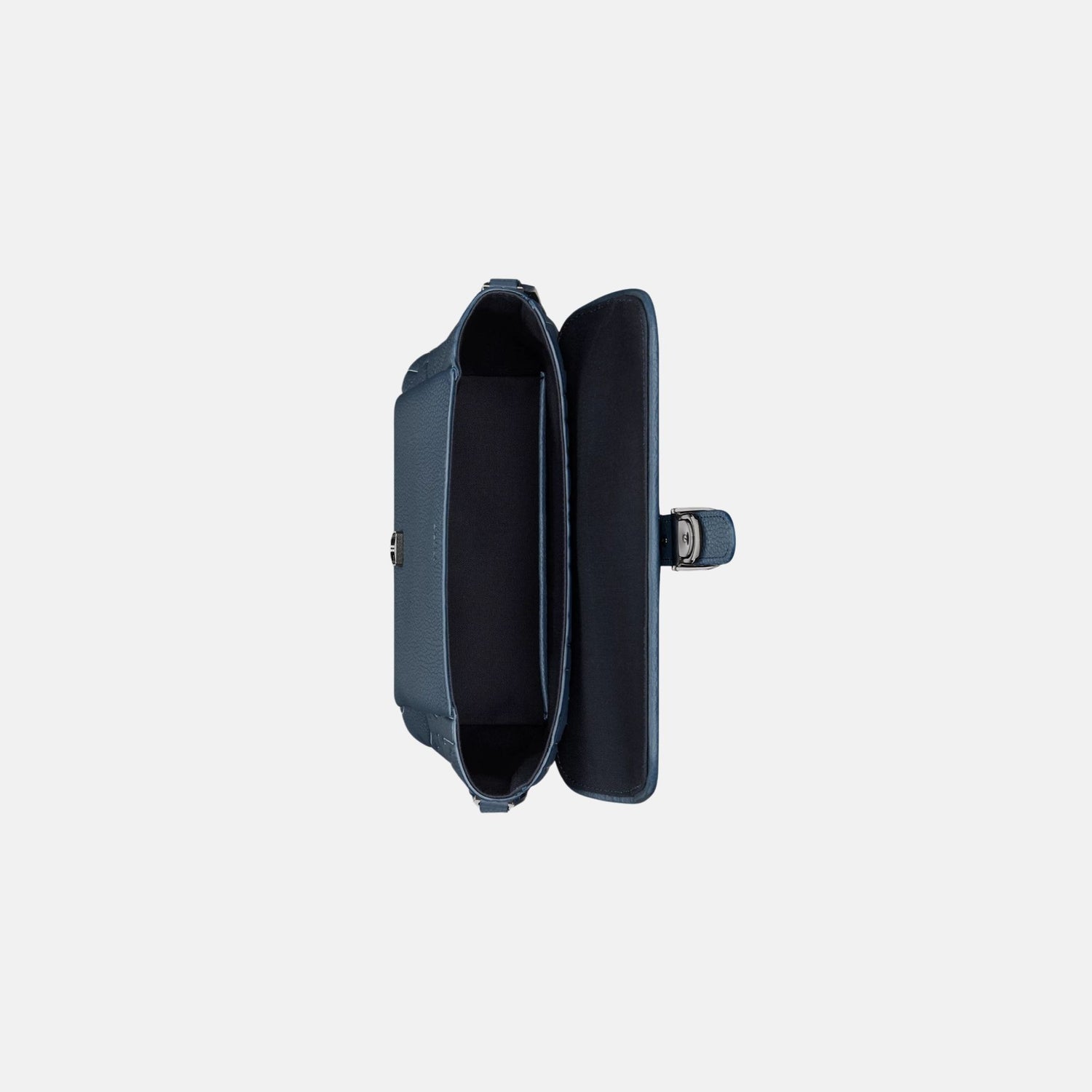 Dior Medium Daily Messenger Bag With Flap In Leather And Grained Calfskin, Navy Blue, Inside