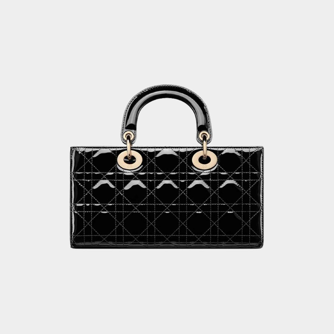 حقيبة Dior Lady D-Joy متوسطة من جلد العجل اللامع بنقشة كاناج، أسود، من الخلف