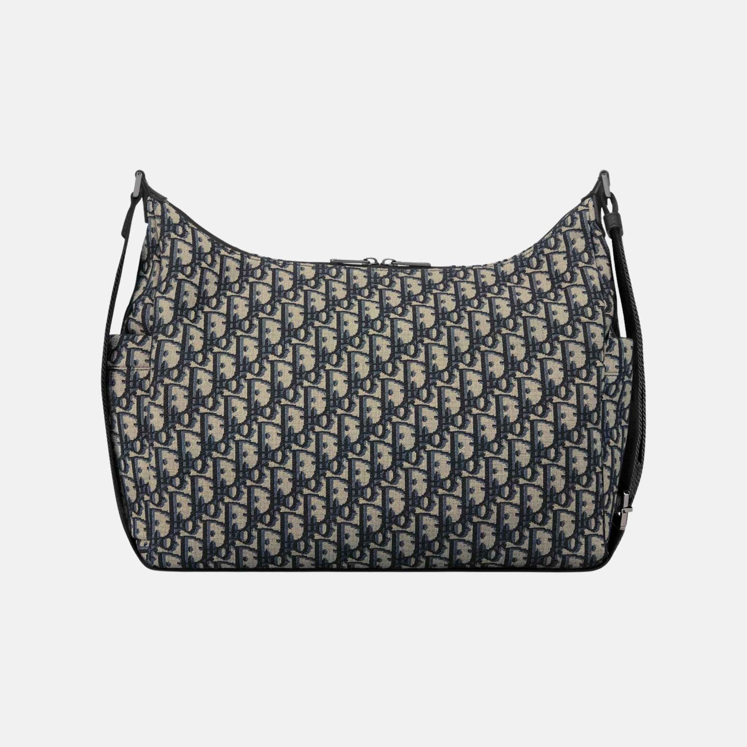 Dior Medium Rider Soft Hobo Bag In Oblique Jacquard And Grained Calfskin, Beige, Back