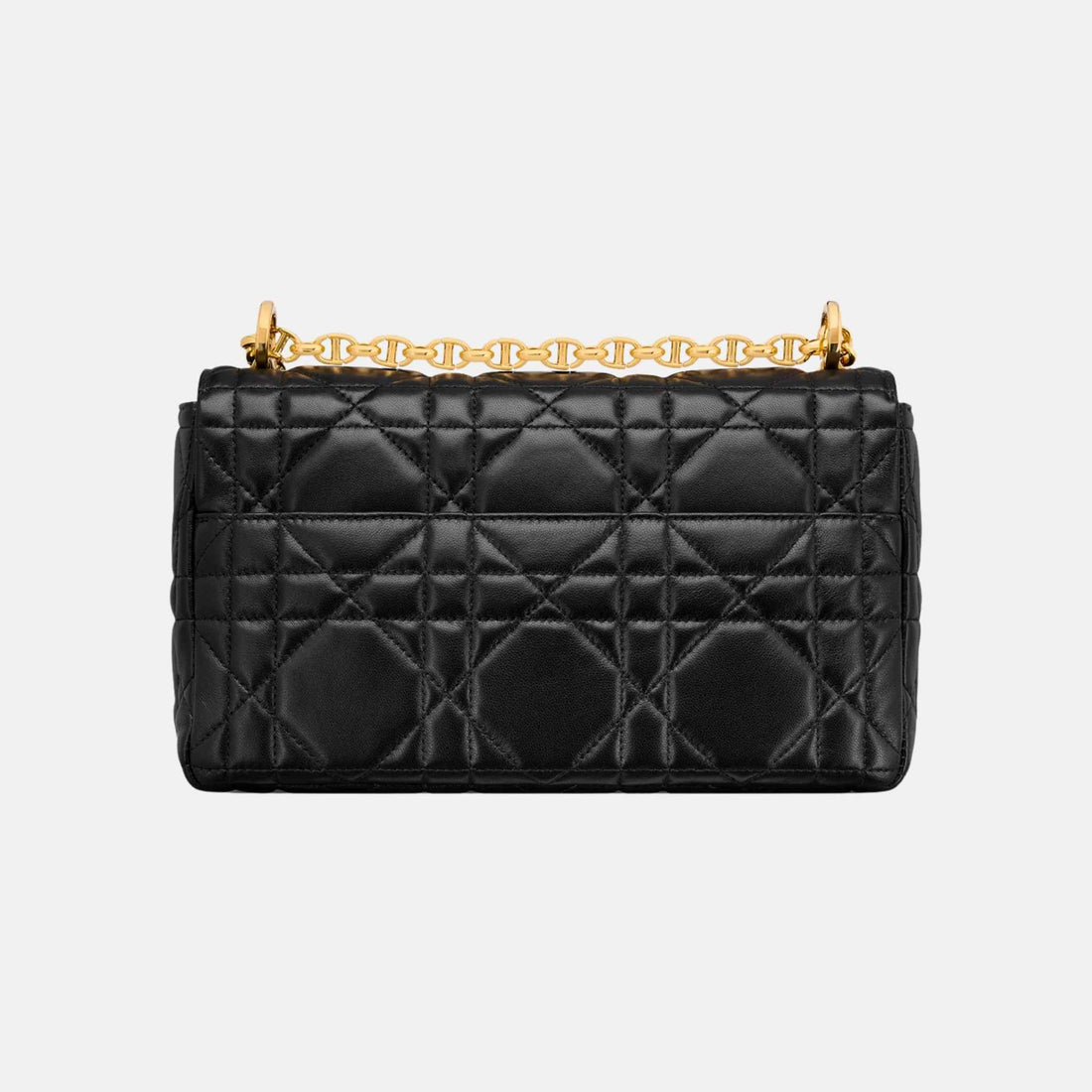Dior Medium Soft Caro Bag In Macrocannage Lambskin, Black, Back