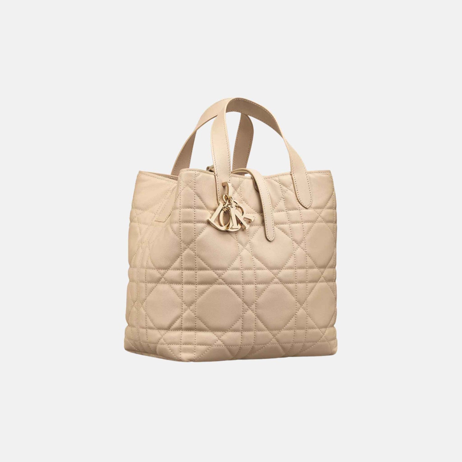 Dior Medium Toujours Vertical Tote Bag, Powder Beige, Side, Front