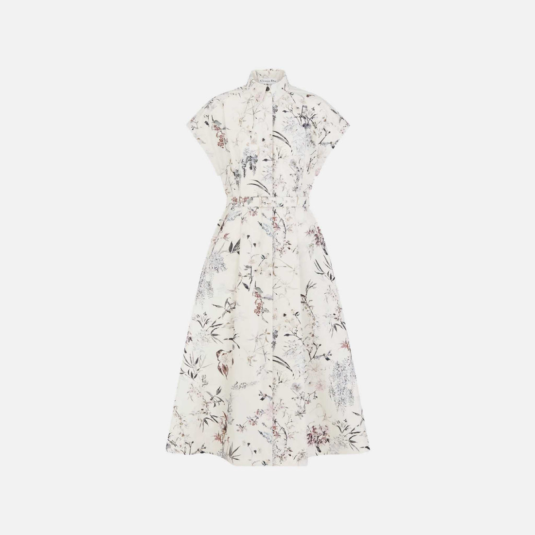 Dior Mid Length Belted Shirtdress In Cotton And Silk Poplin, Front