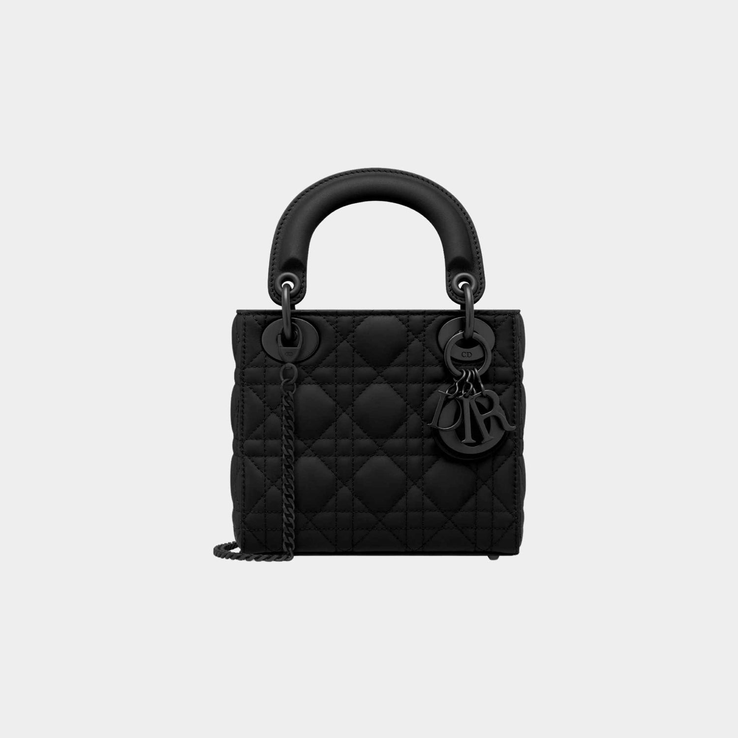 Dior Mini Lady Dior Bag Black Ultramatte, Front with Logo