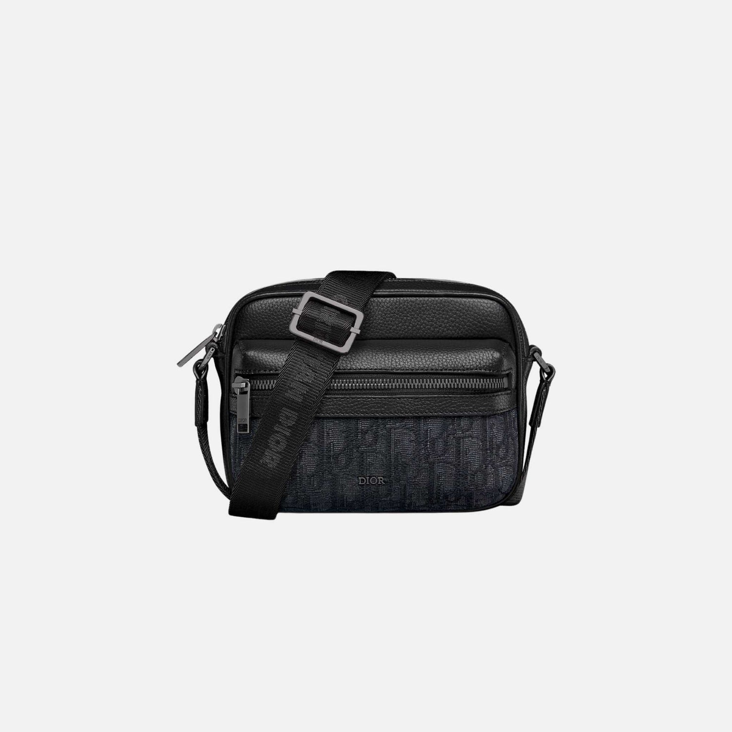 Dior Mini Rider 2.0 Messenger In Oblique Jacquard and Grained Calfskin, Black