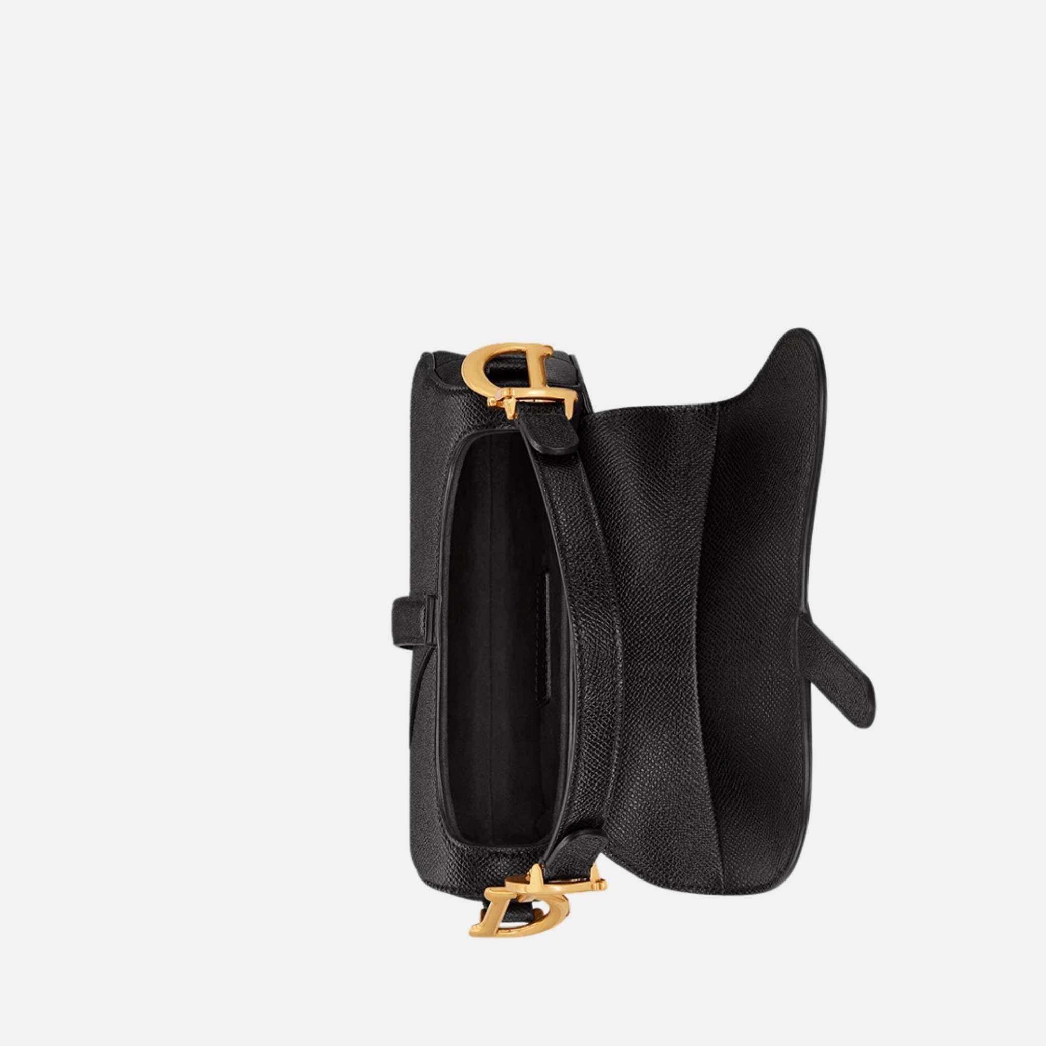 Dior Mini Saddle Bag With Strap In Grained Calfskin, Inside