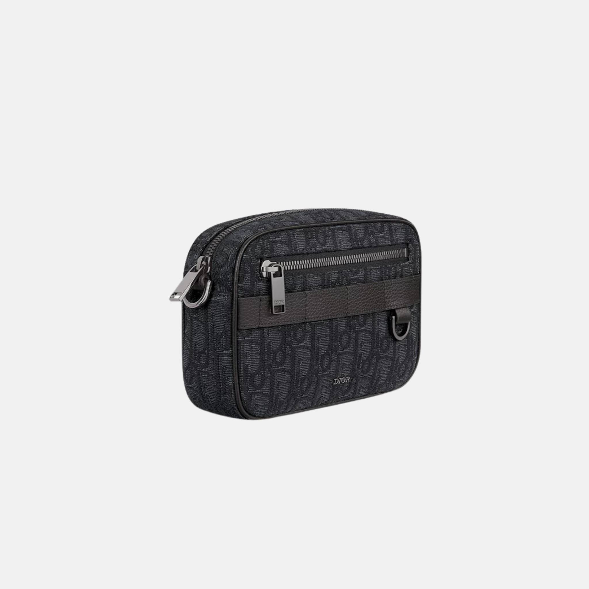 Dior Mini Safari Bag with Strap Dior Oblique Jacquard, Black, Side