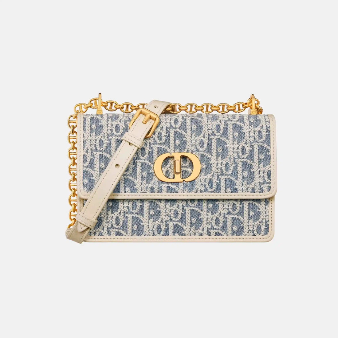 Dior Miss Caro Mini Bag In Dior Oblique Chambray And Calfskin, Front