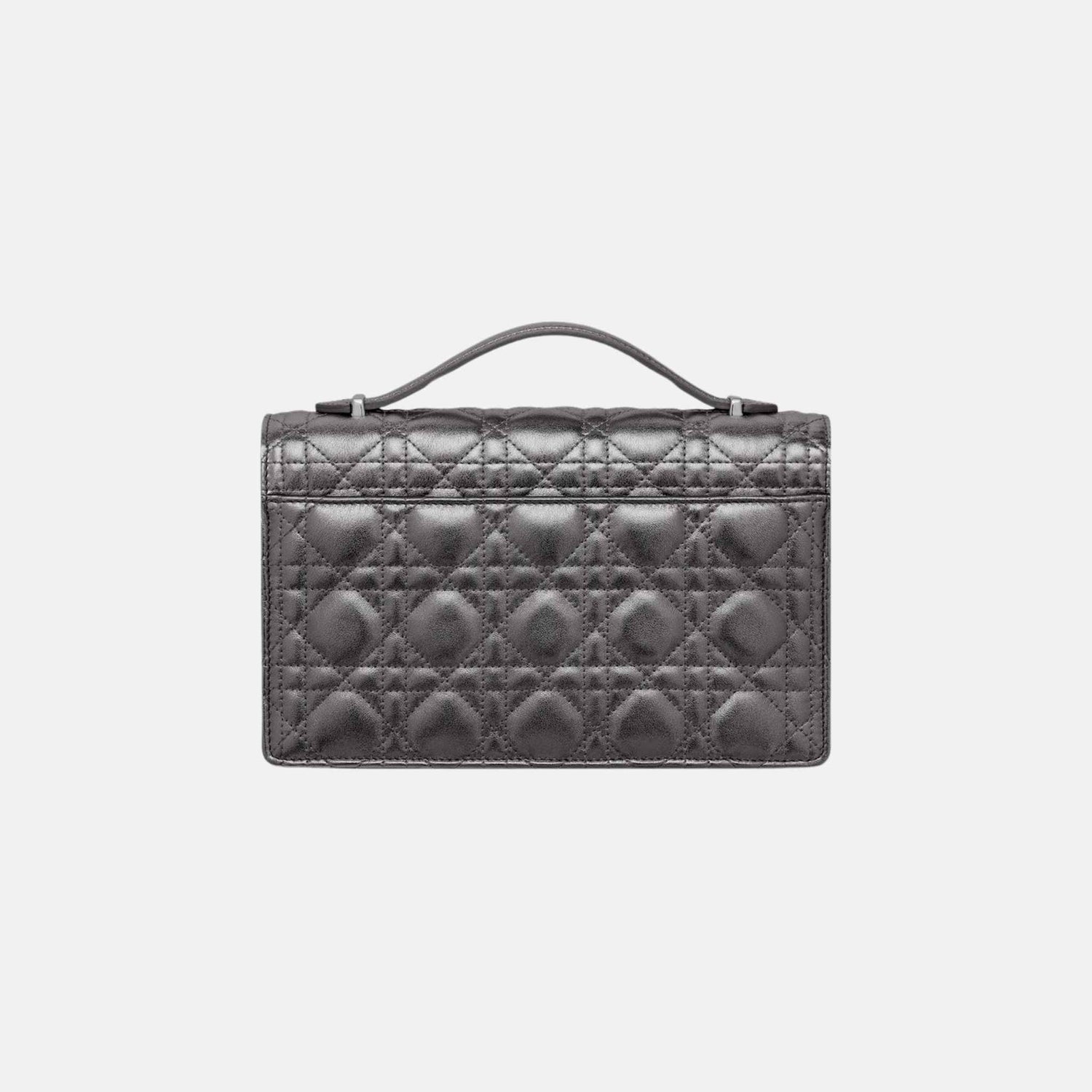 Dior My Dior Top Handle Bag In Metallic Silver Cannage Calfskin, Back