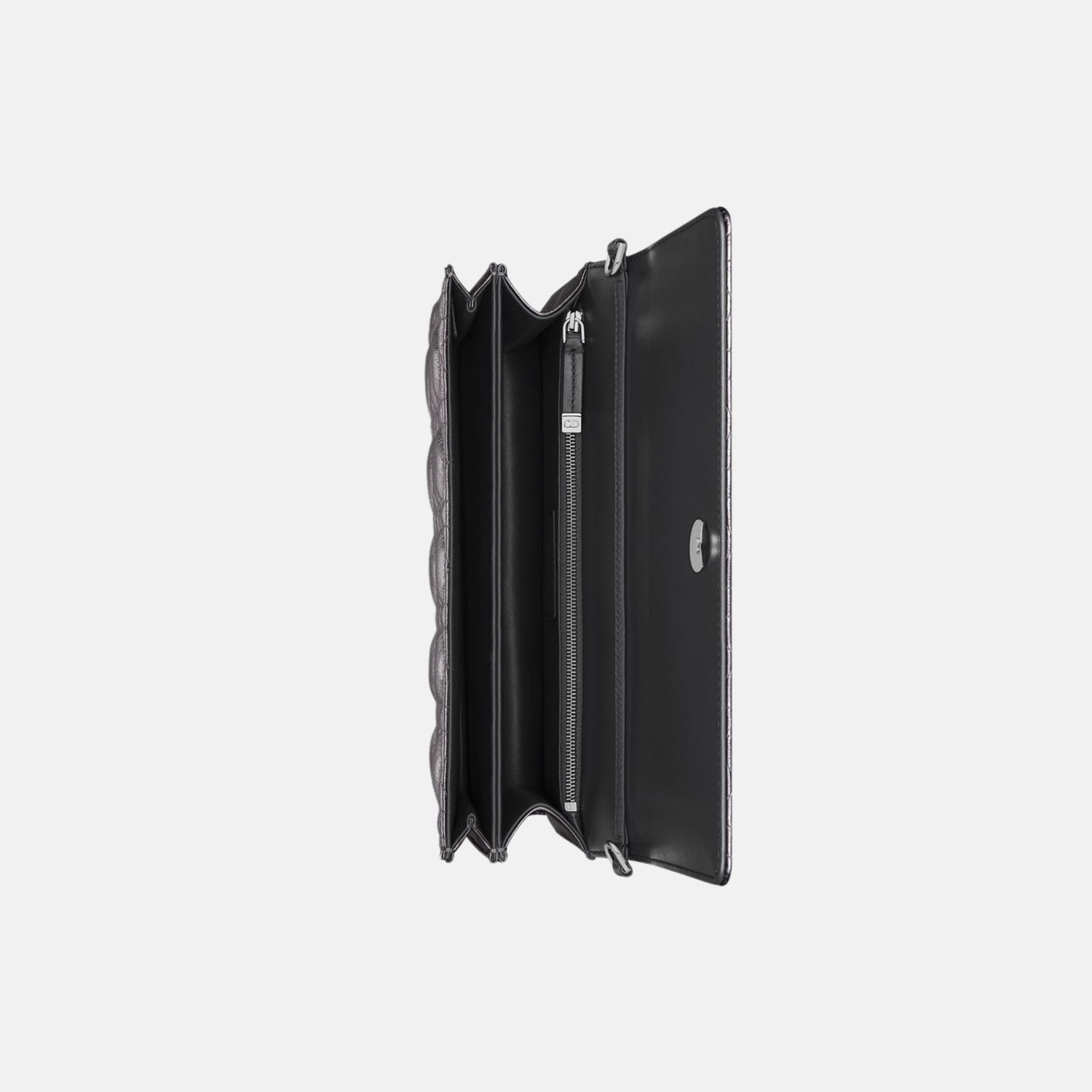 Dior My Dior Top Handle Bag In Metallic Silver Cannage Calfskin, Inside