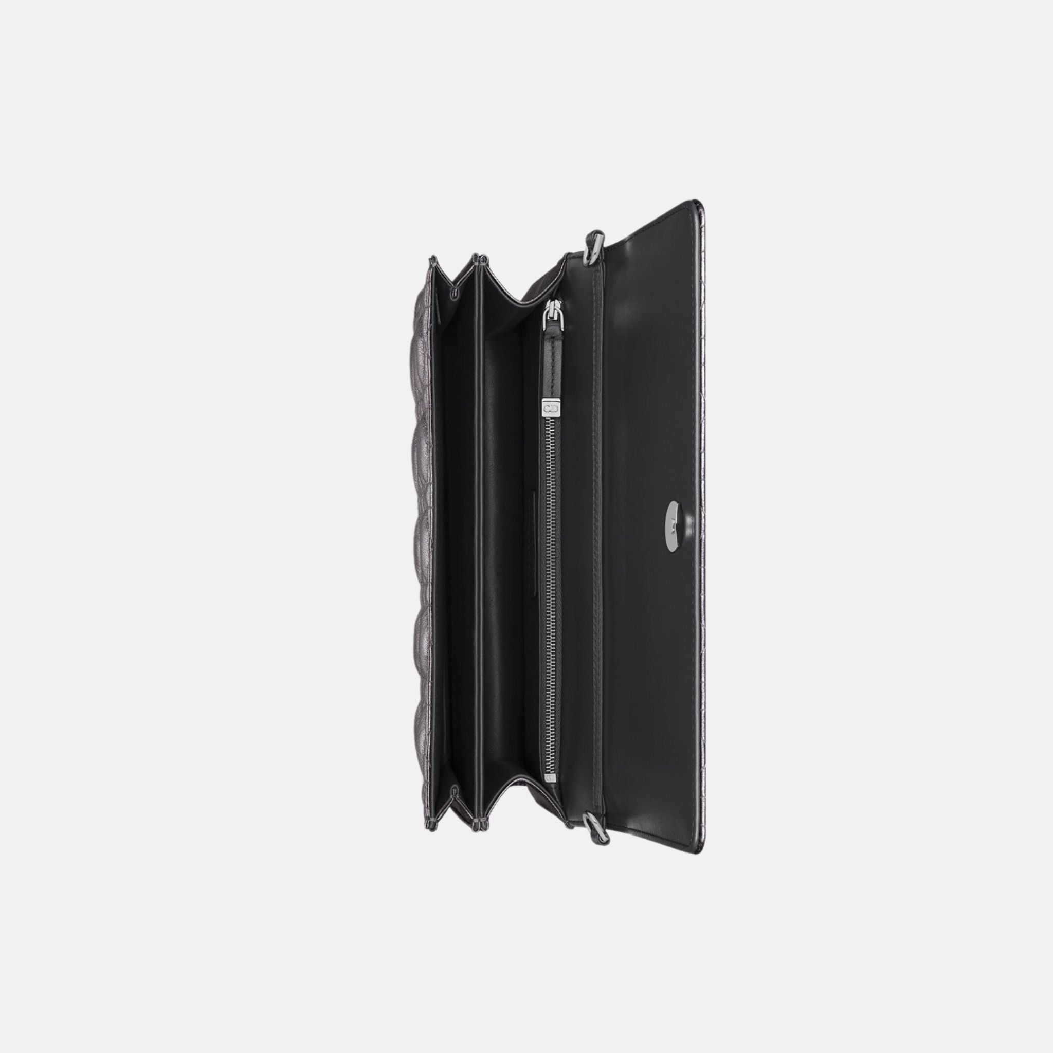 Dior My Dior Top Handle Bag In Metallic Silver Cannage Calfskin, Inside
