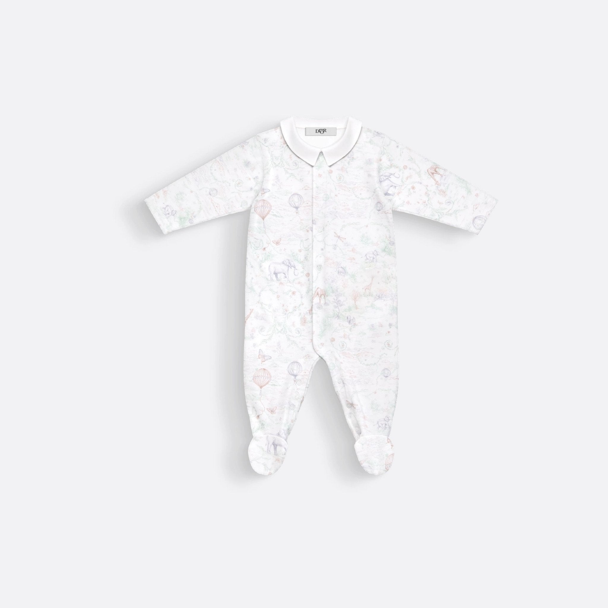 Dior Newborn Gift Set Ivory Toile de Jouy Pastel Cotton Jersey Poplin, Front