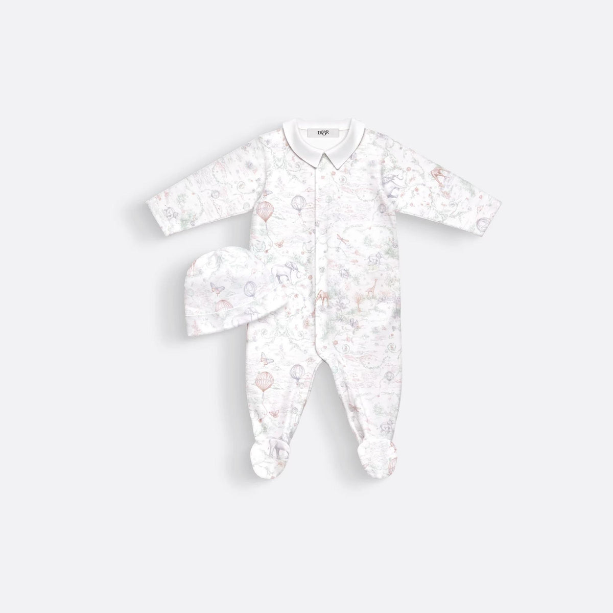Newborn Gift Set Ivory Toile de Jouy Pastel Cotton Jersey