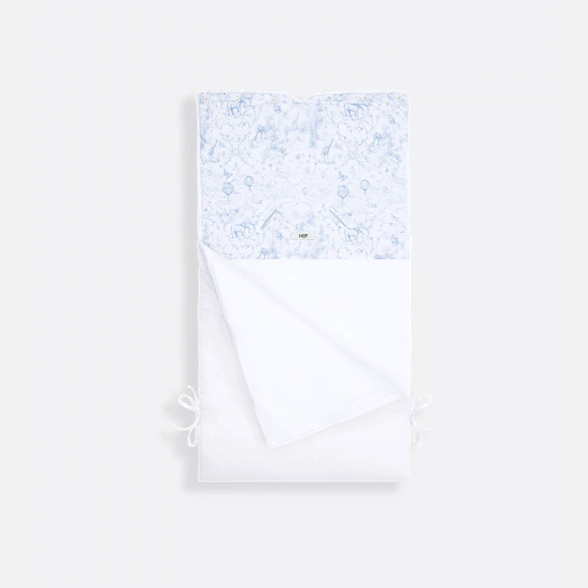 Dior Newborn Sleeping Bag White Cotton Voile, Light Blue, Open