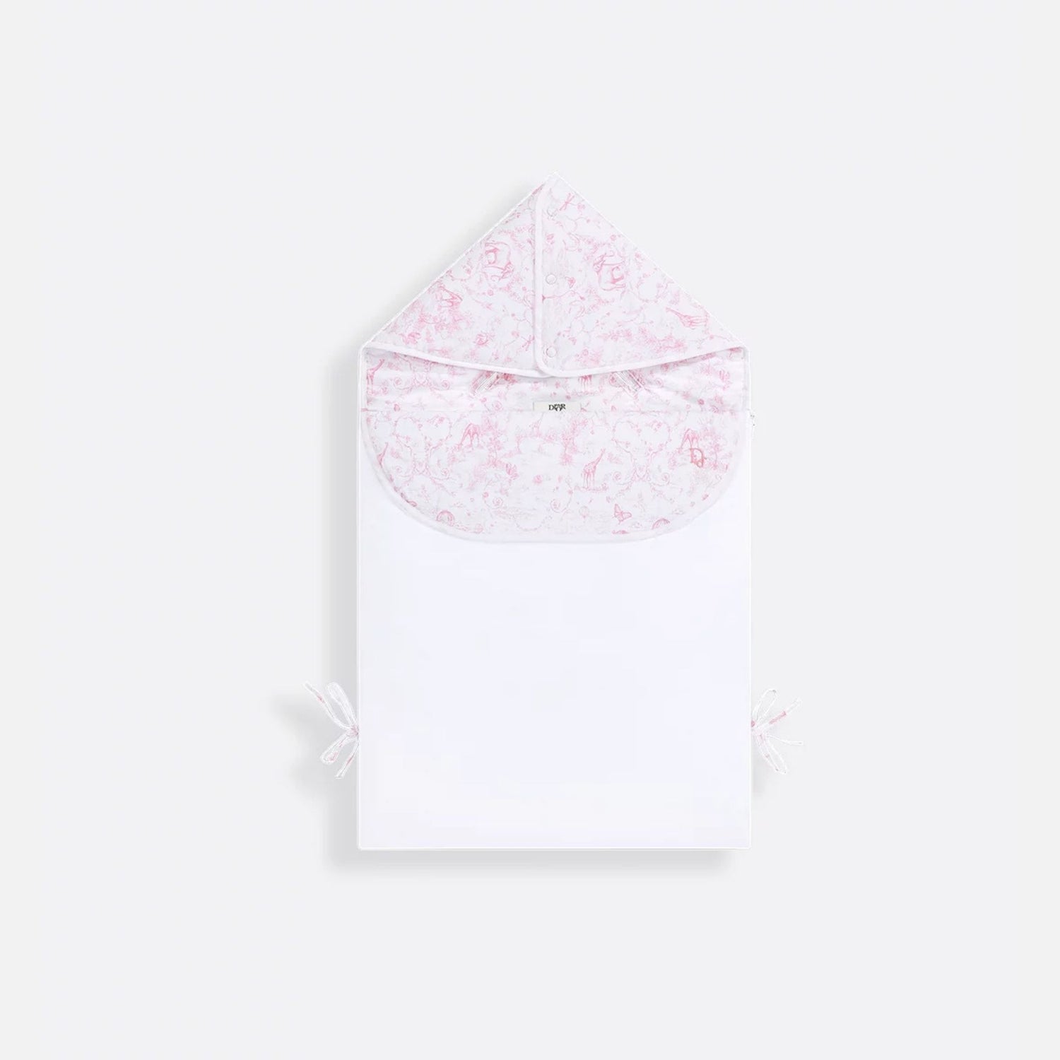 Dior Newborn Sleeping Bag White Cotton Voile, Pale Pink, Front