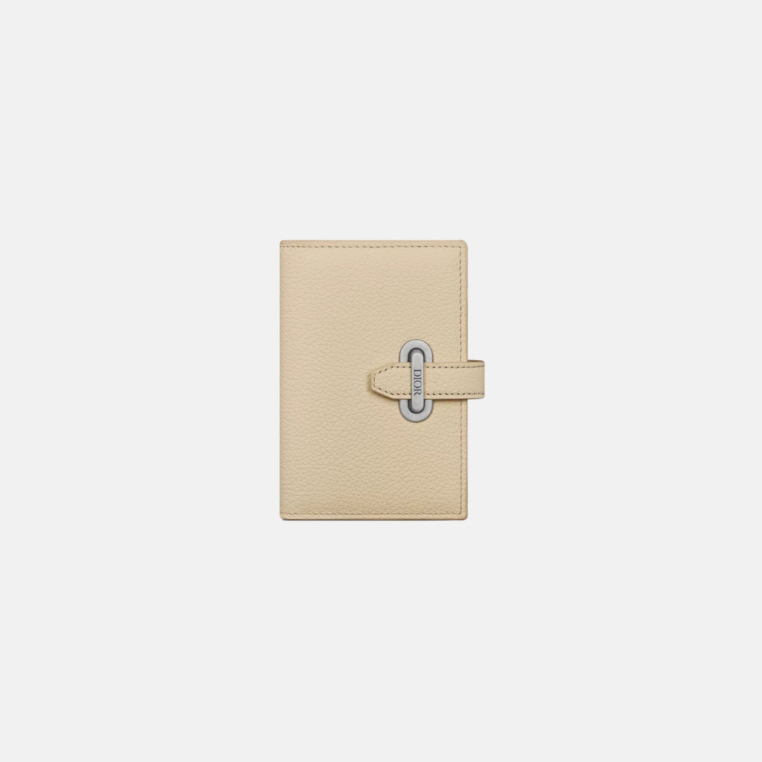 Dior Normandie Vertical Bifold Card Holder In Icons Calfskin, Beige, Front