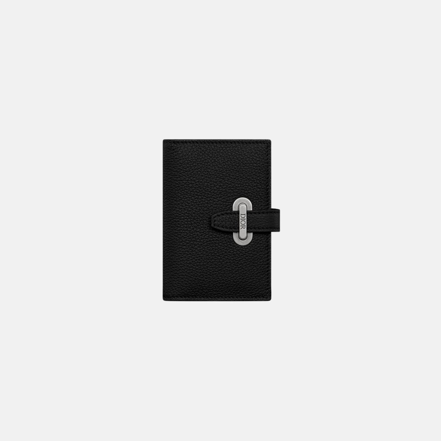 Dior Normandie Vertical Bifold Card Holder In Icons Calfskin, Black, Front