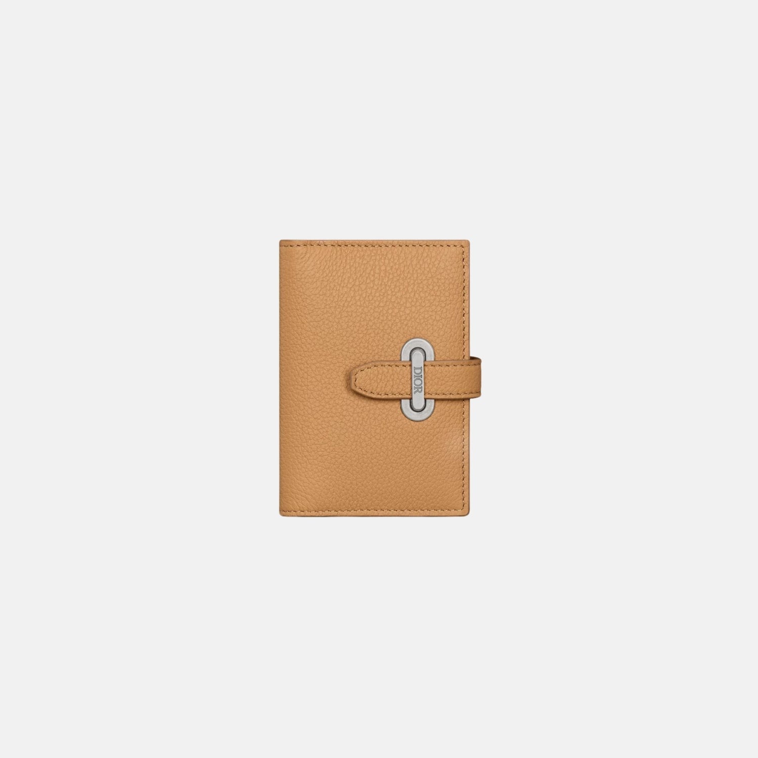 Dior Normandie Vertical Bifold Card Holder In Icons Calfskin, Brown, Front