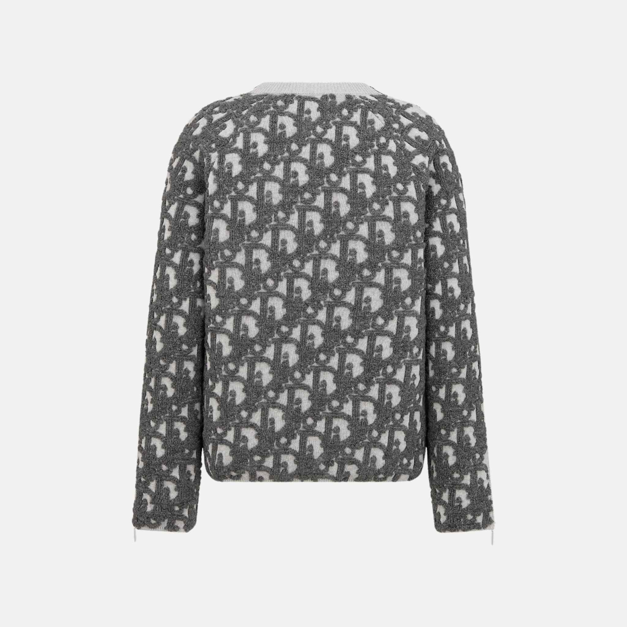 Oblique Sweater In Virgin Wool And Cotton Blend Jacquard, Back