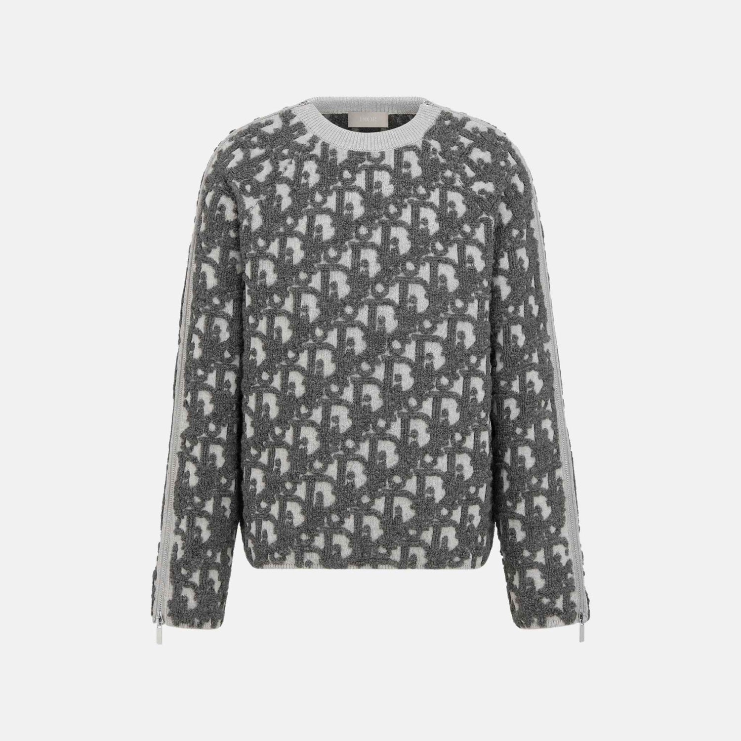 Oblique Sweater In Virgin Wool And Cotton Blend Jacquard, Front