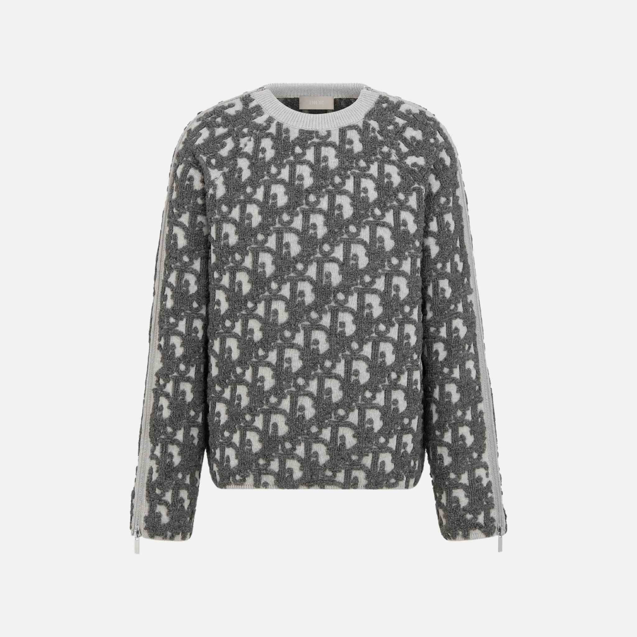 Oblique Sweater In Virgin Wool And Cotton Blend Jacquard, Front