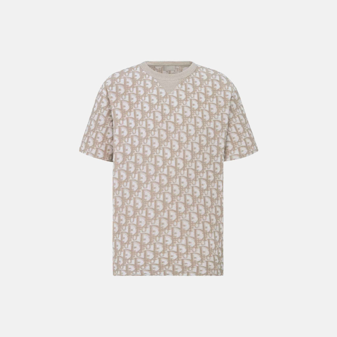 Dior Oblique T Shirt Relaxed Fit In Terry Cotton Jersey, Beige, Front