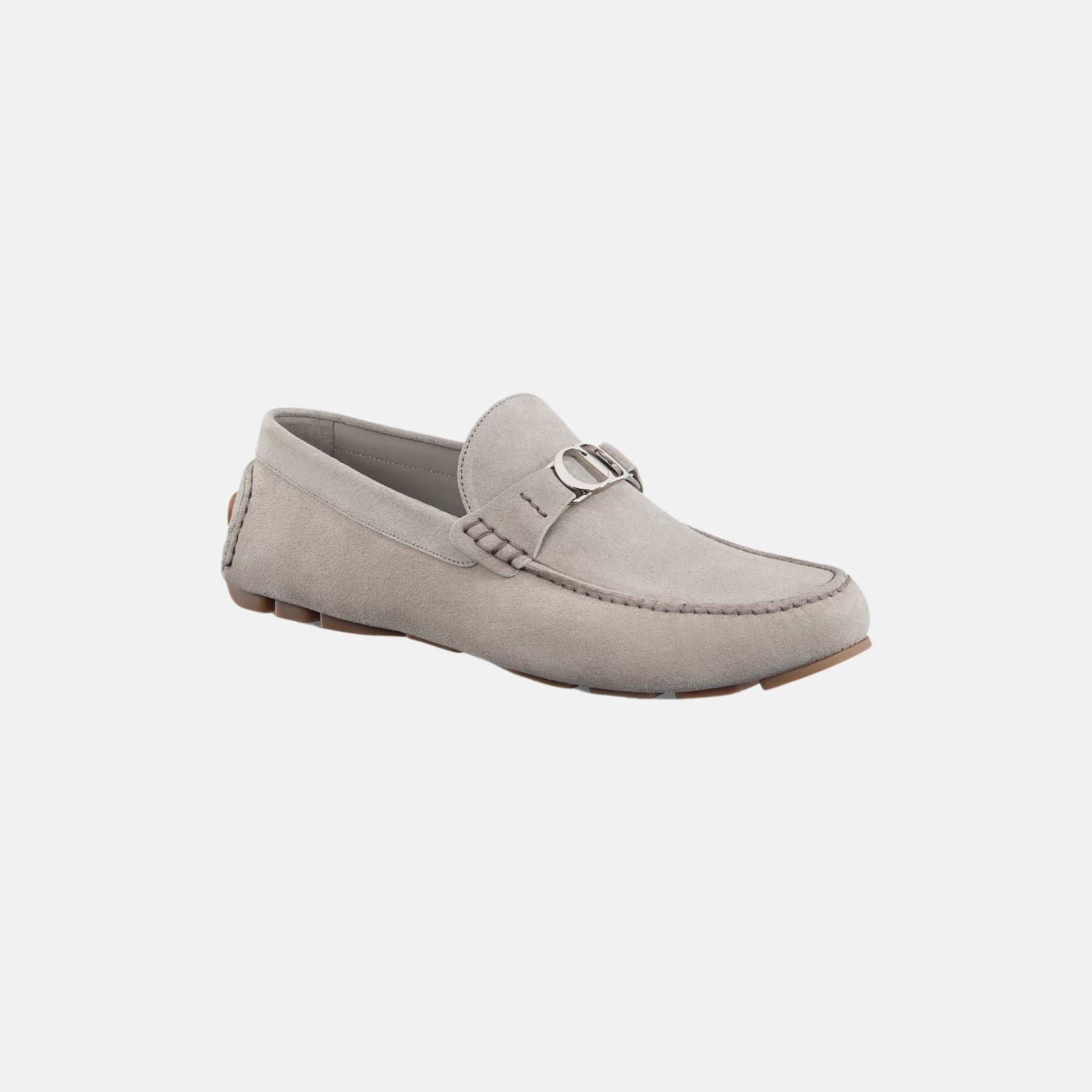 Dior Odeon Loafer In Suede, Gray, Front