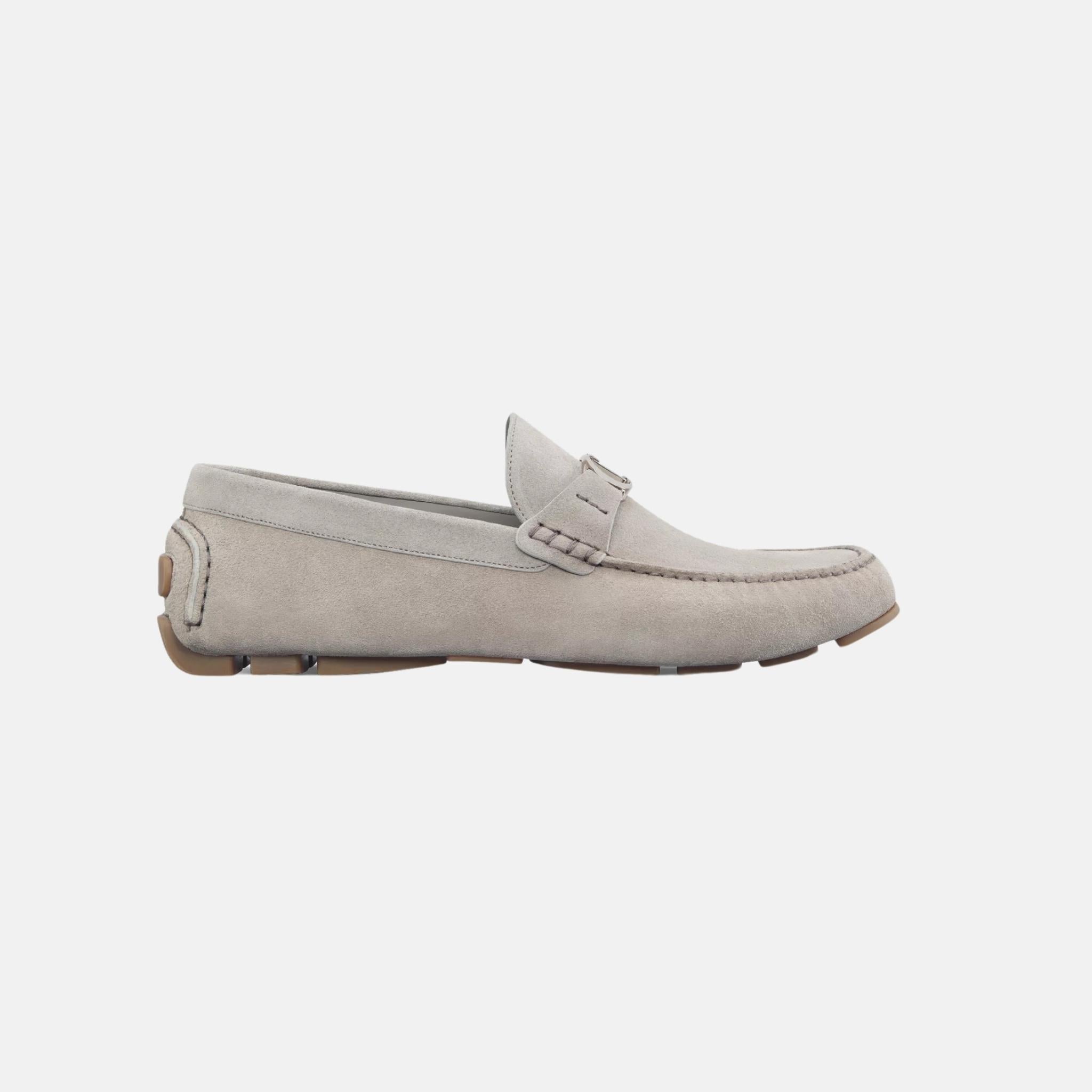Dior Odeon Loafer In Suede, Gray, Side