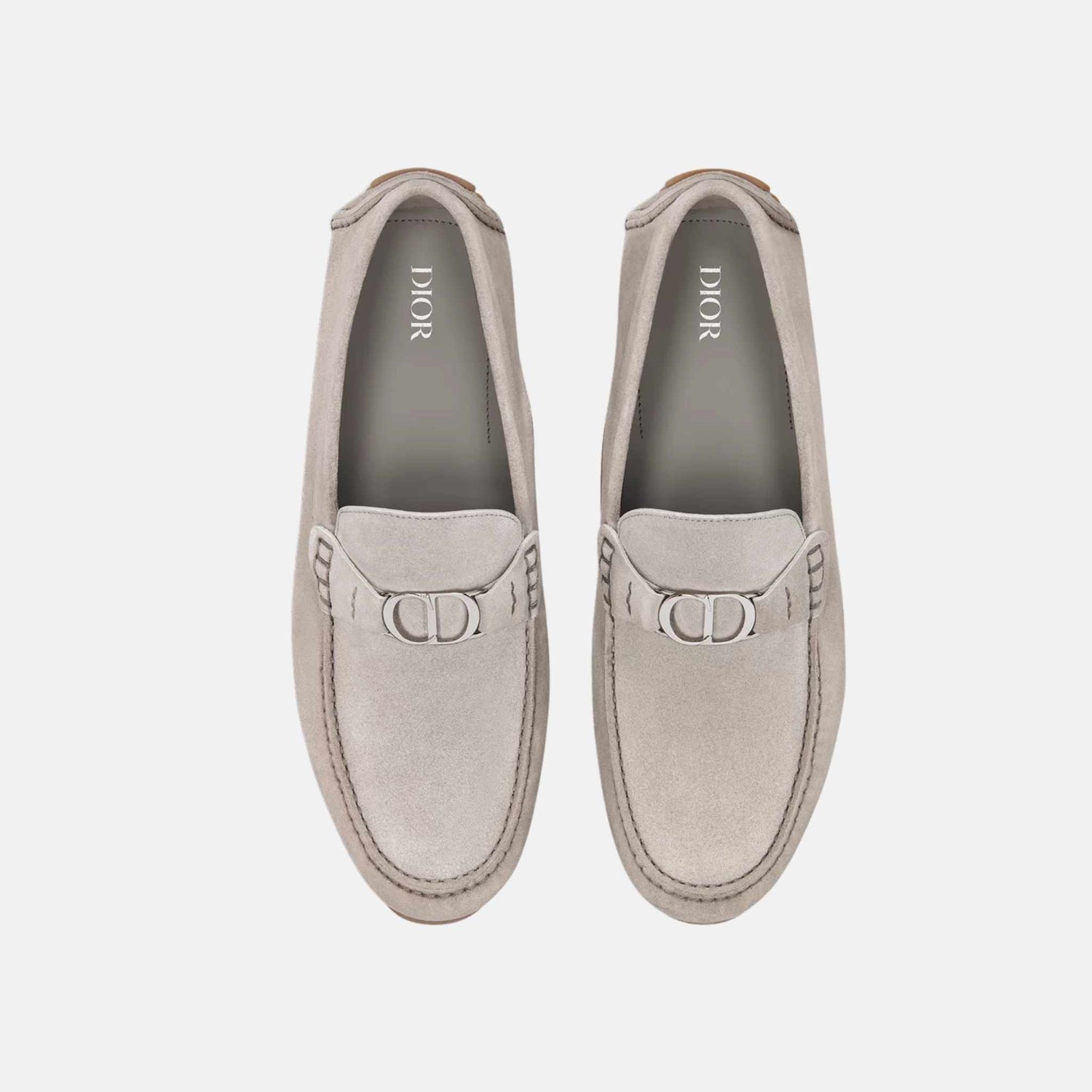 Dior Odeon Loafer In Suede, Gray, Top