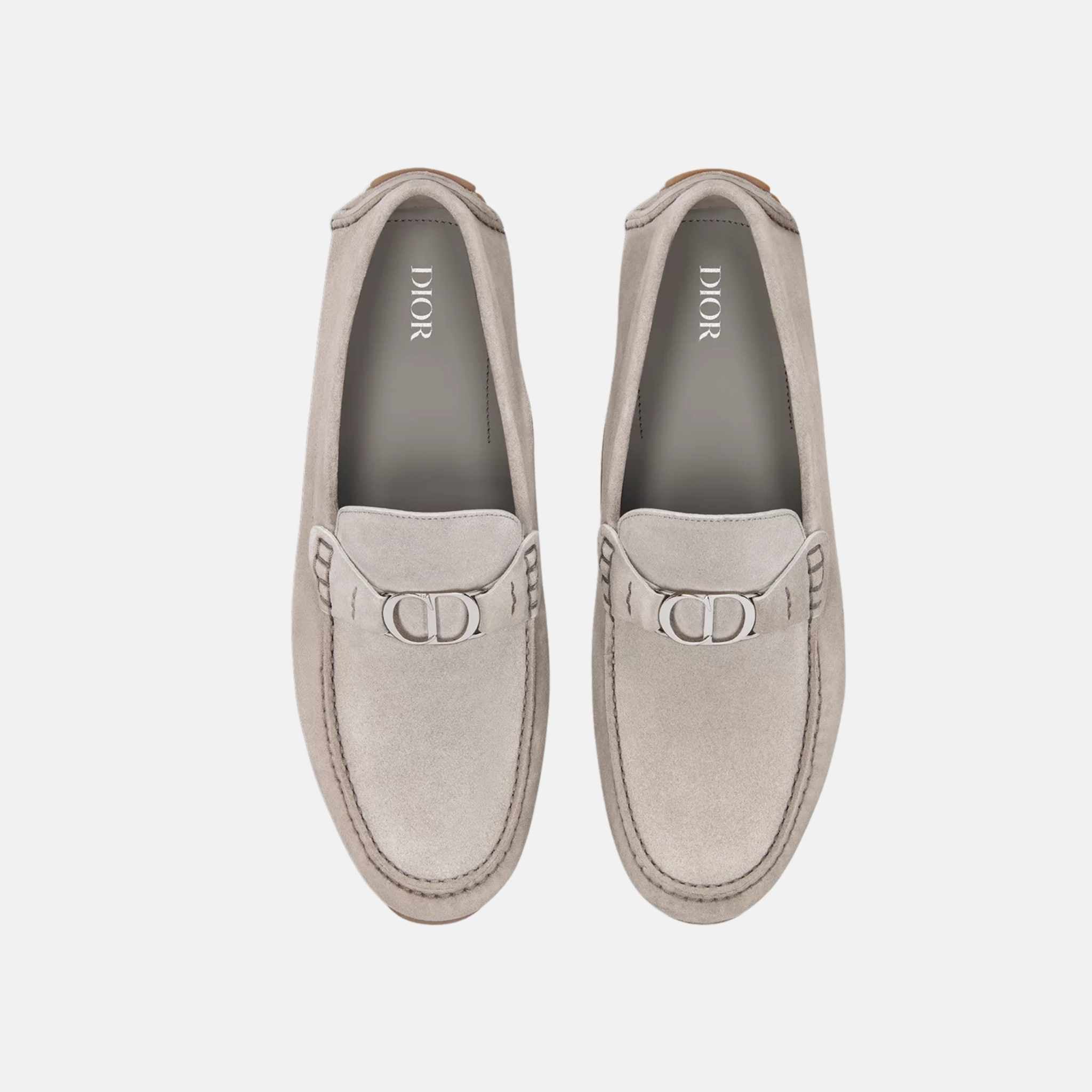 Dior Odeon Loafer In Suede, Gray, Top