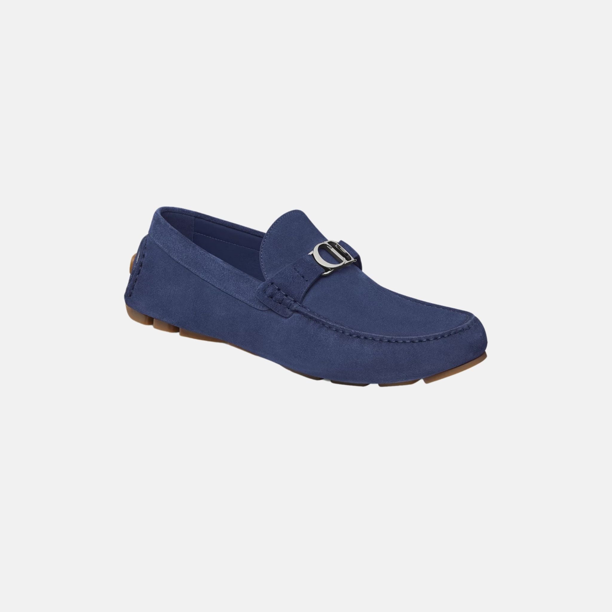 Dior Odeon Loafer In Suede, Navy Blue, Front