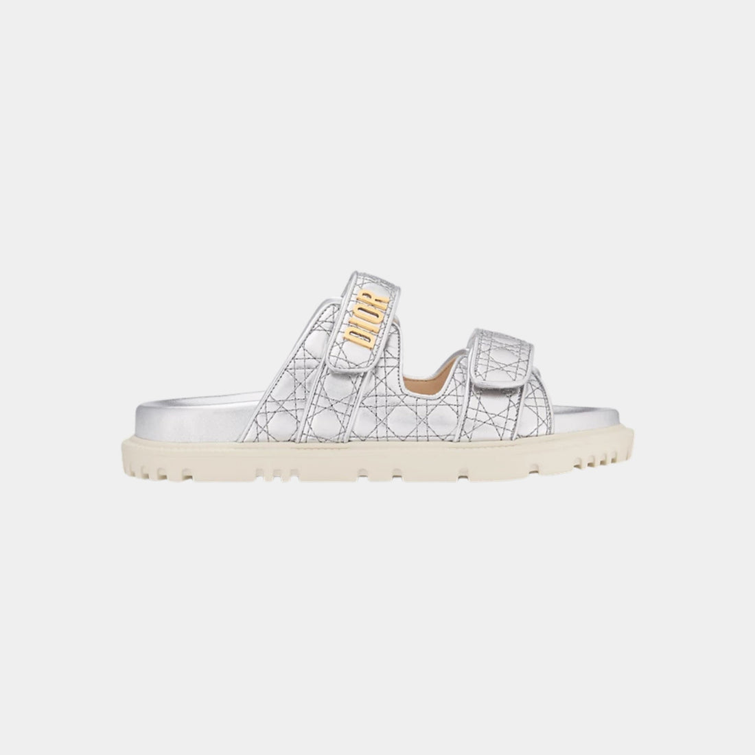 Dior Or Dioract Slide Laminated Sheepskin with Quilted Cannage Motif, Side