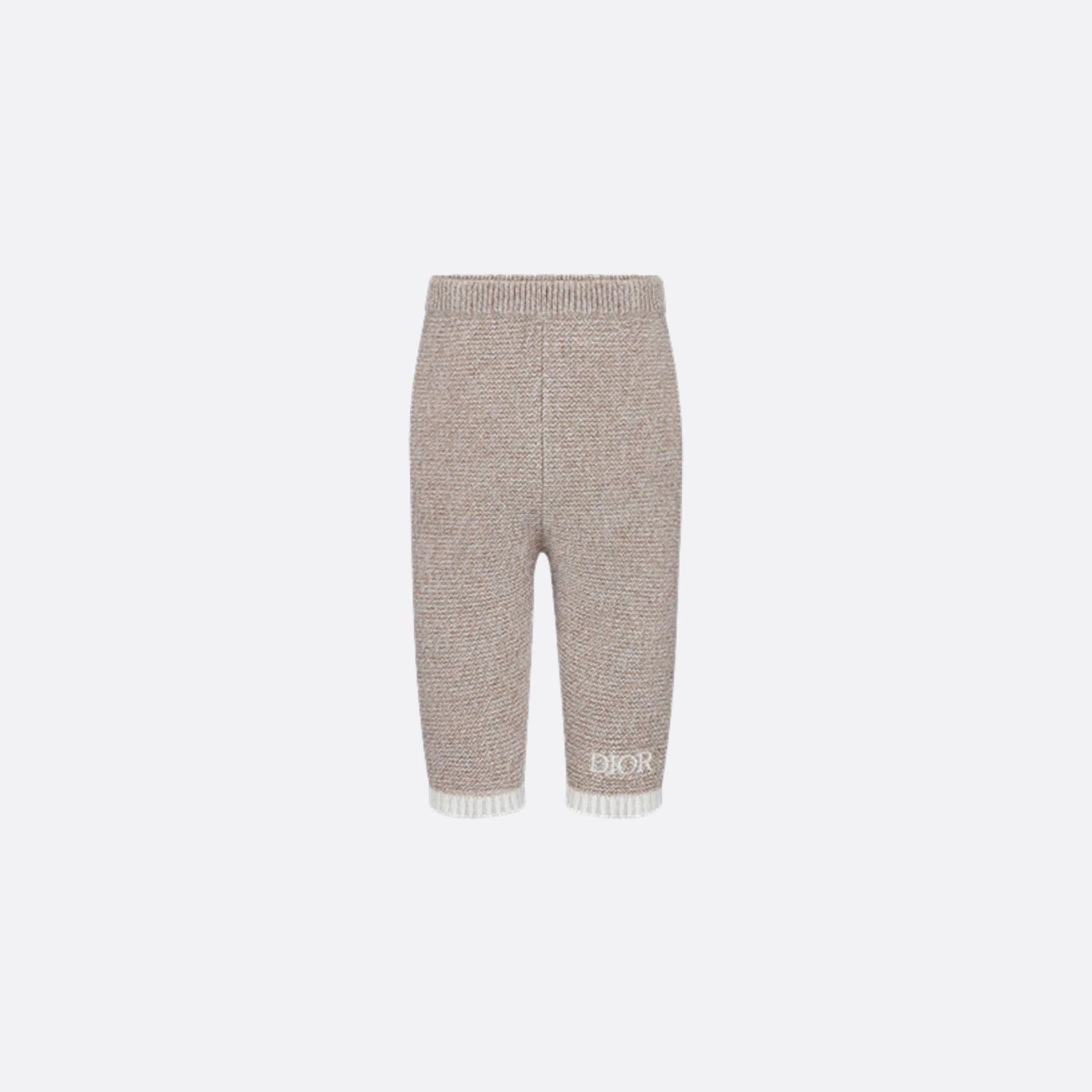 Dior Pants Heathered Beige and Ivory Wool and Cashmere Tricot Knit, FrontView