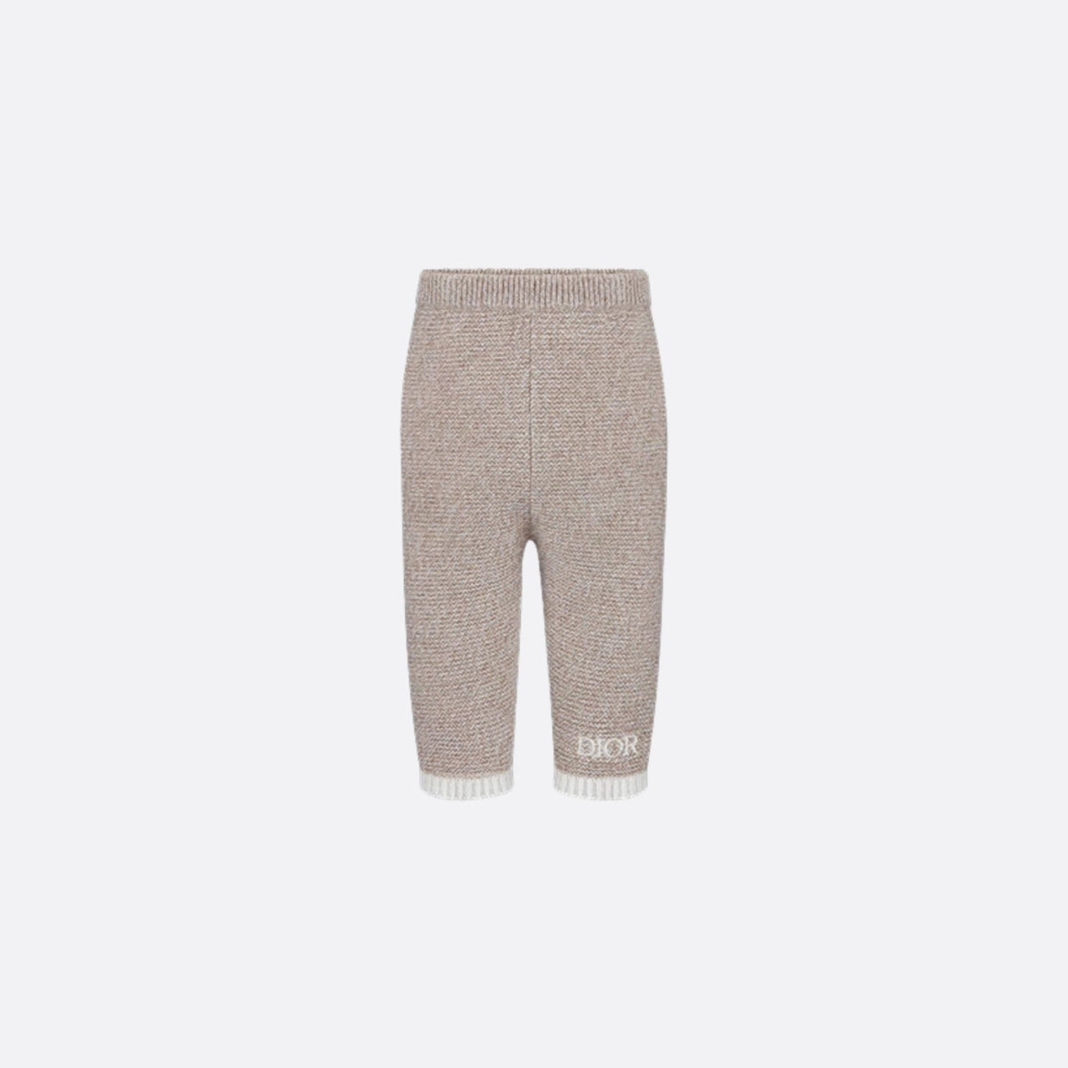 Pants Heathered Beige and Ivory Wool and Cashmere Tricot Knit