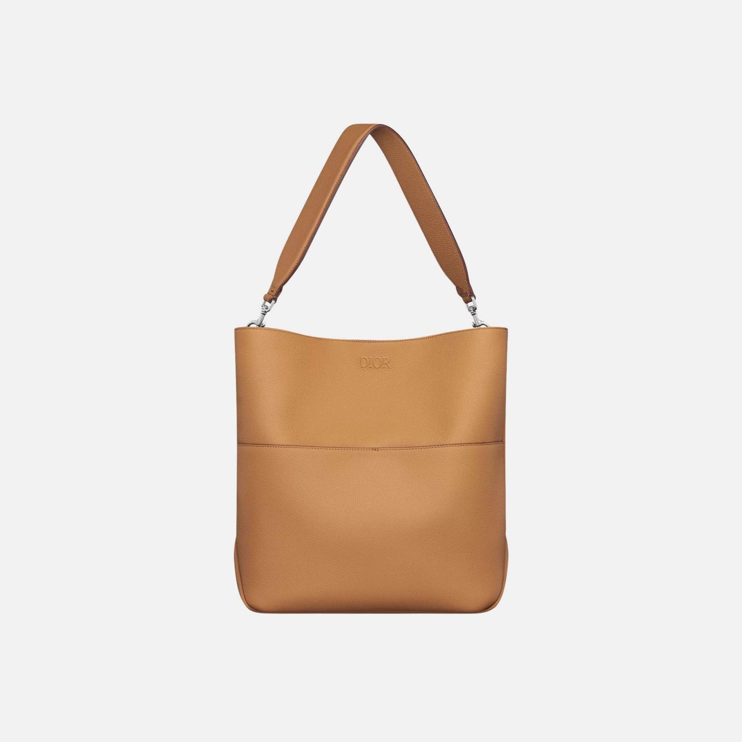 Dior Prive Vertical Hobo Bag In Icons Calfskin, Brown, Front