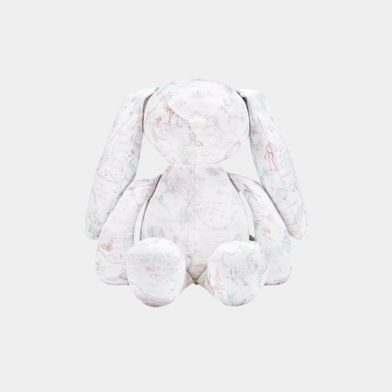 Rabbit Soft Toy Ivory Toile de Jouy Pastel Cotton Poplin