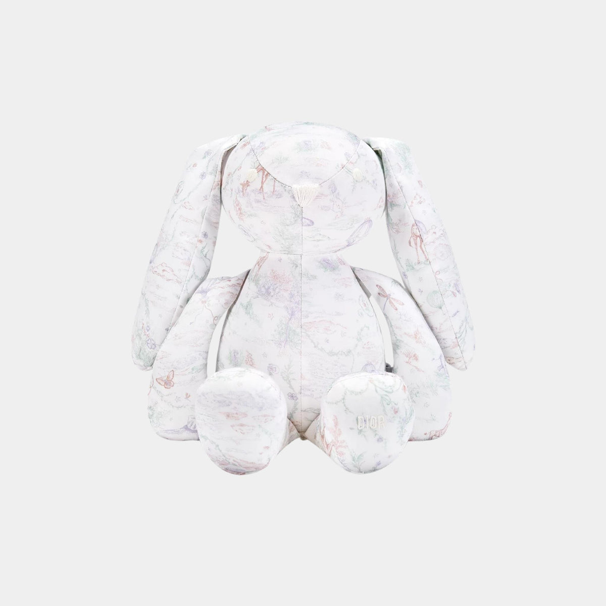 لعبة أرنب ناعمة من بوبلين قطن Toile de Jouy عاجي باستيل