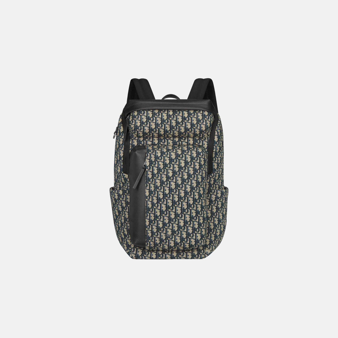 Dior Rider Soft Zipped Backpack In Oblique Jacquard And Grained Calfskin, Beige, Front