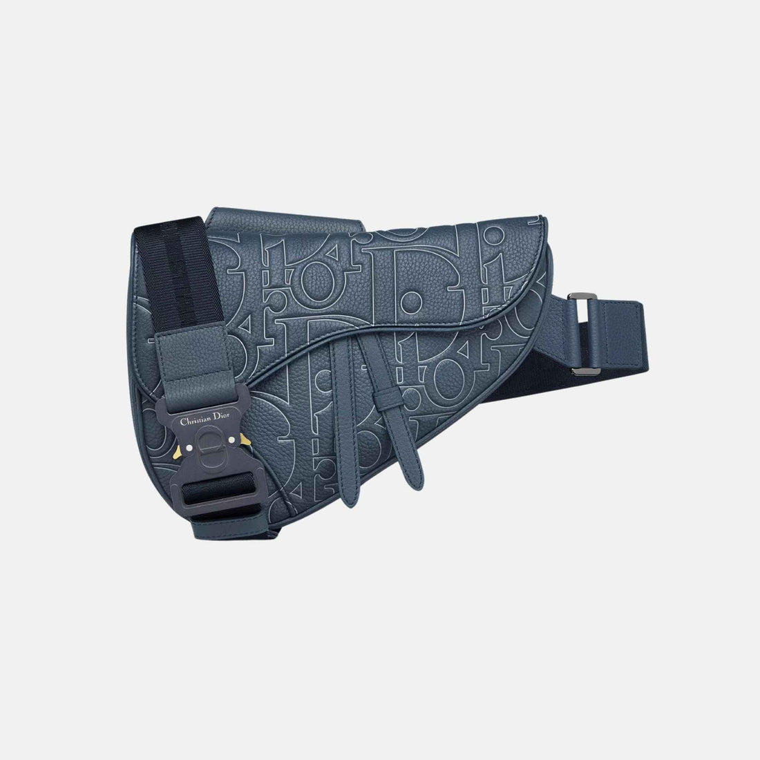 Dior Saddle Bag In Gravity Outline Leather And Grained Calfskin, Navy Blue, Front