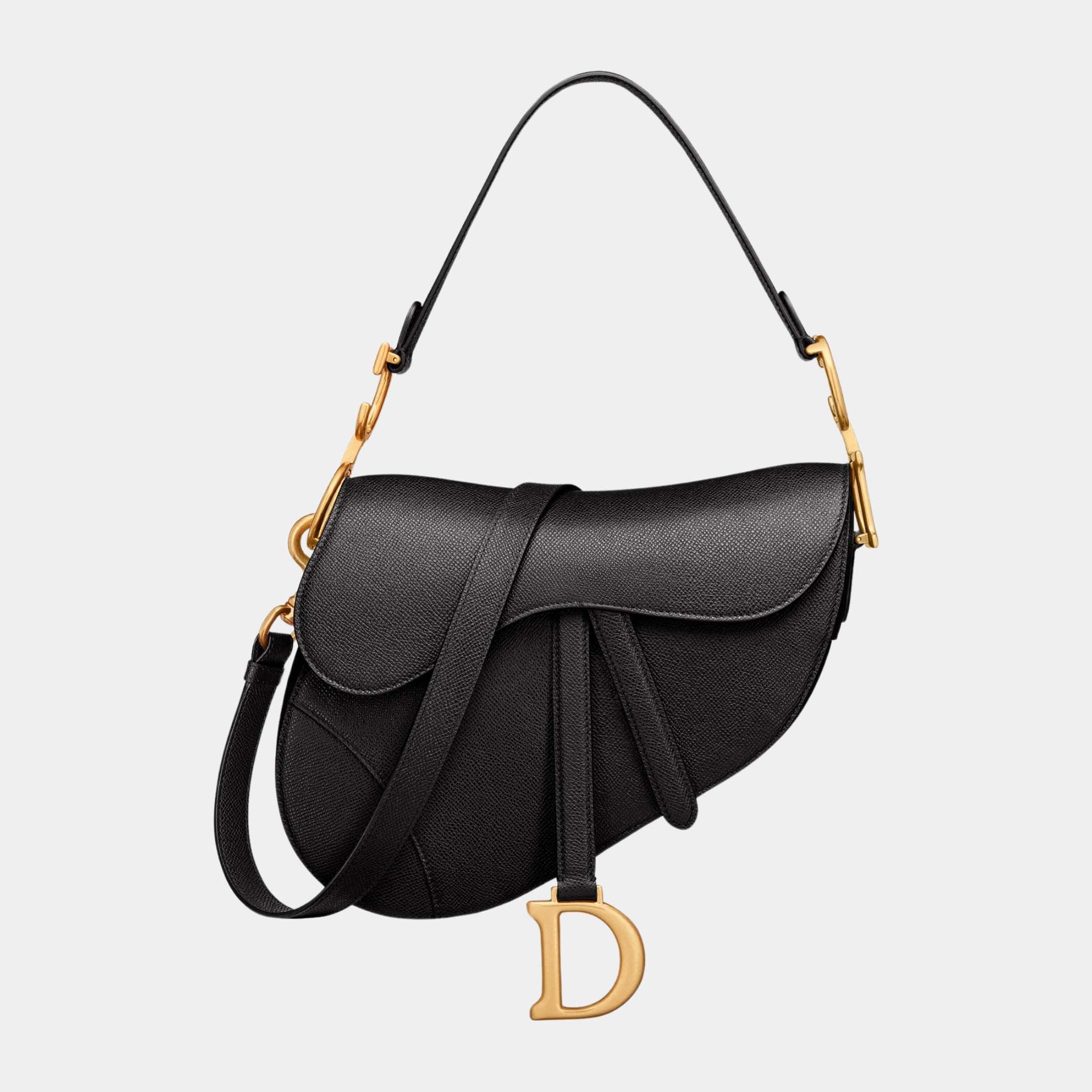 Dior Saddle Bag With Strap, Black, front