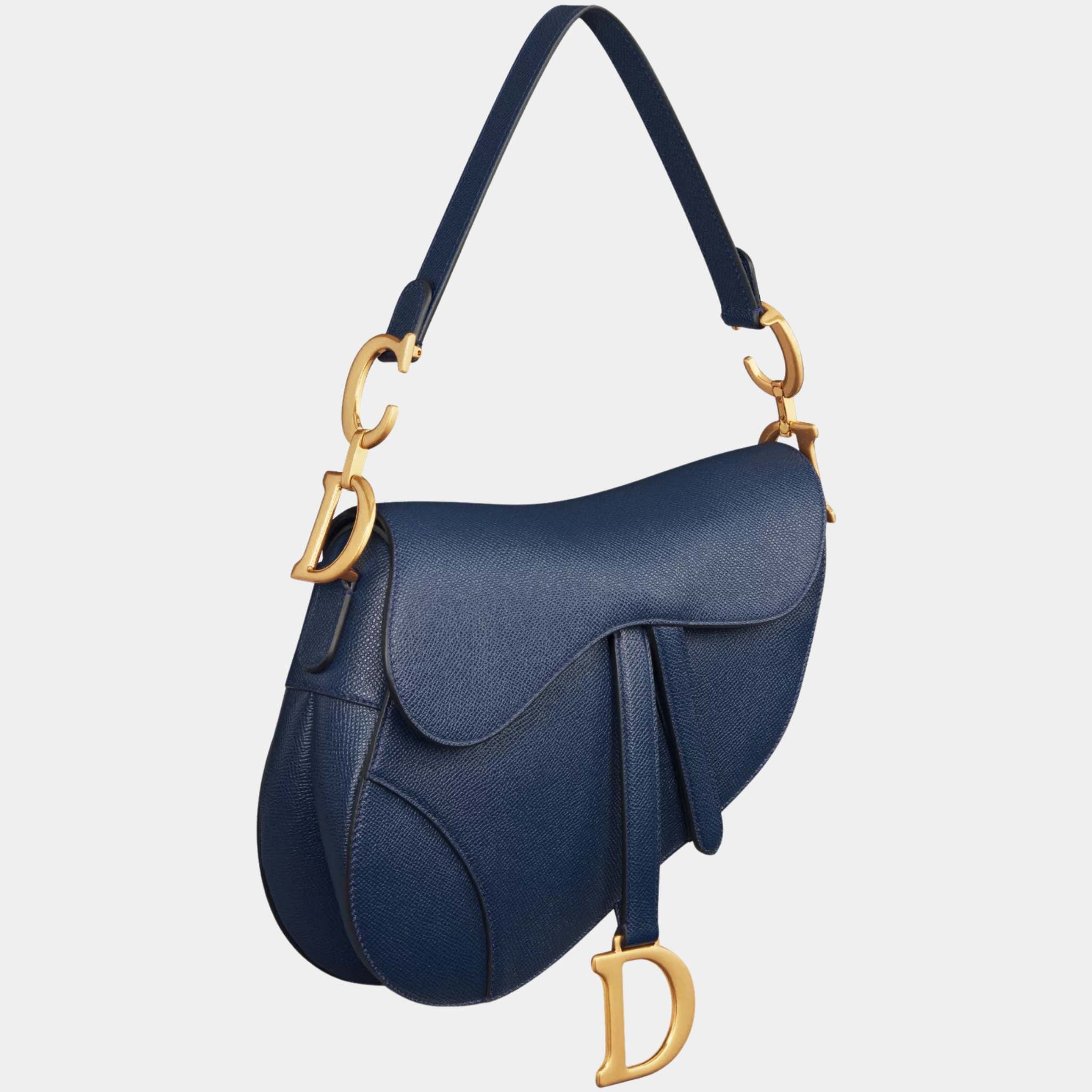 Dior Saddle Bag With Strap, Deep ocean blue,side