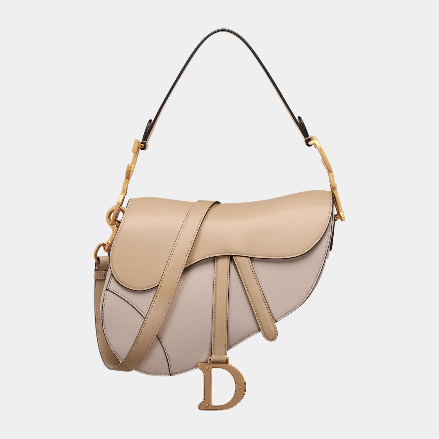 Dior Saddle Bag With Strap Two-Tone Handbag Biscuit, Front