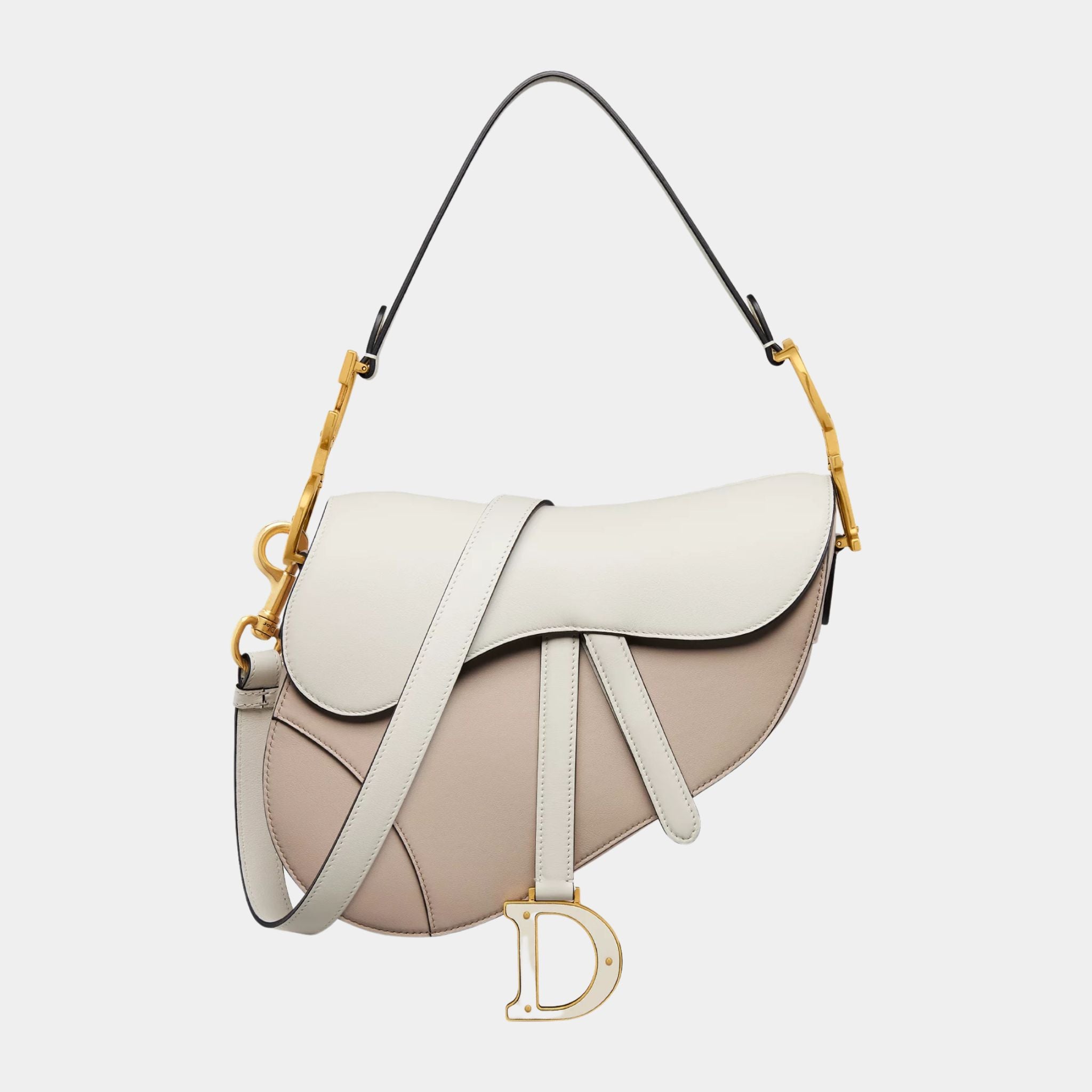 Dior Saddle Bag With Strap Two-Tone Handbag Latte, Front