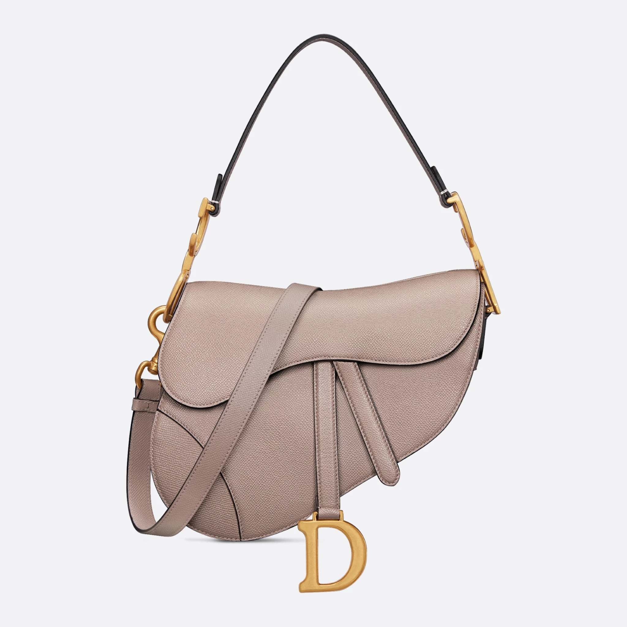 Dior Saddle Bag With Strap, Warm Taupe, Front