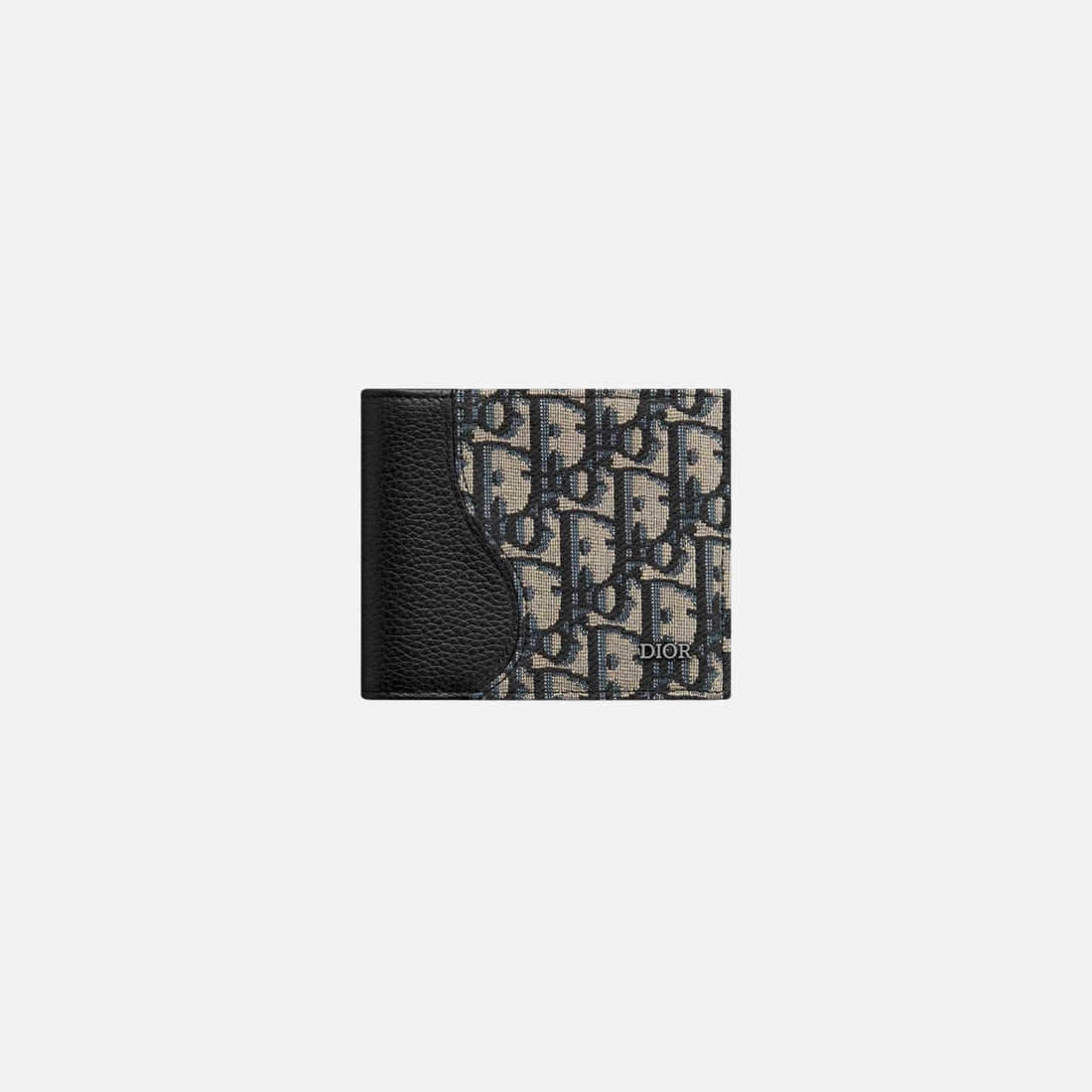 Dior Saddle Bifold Wallet In Grained Calfskin Marquetry Jacquard, Beige, Front