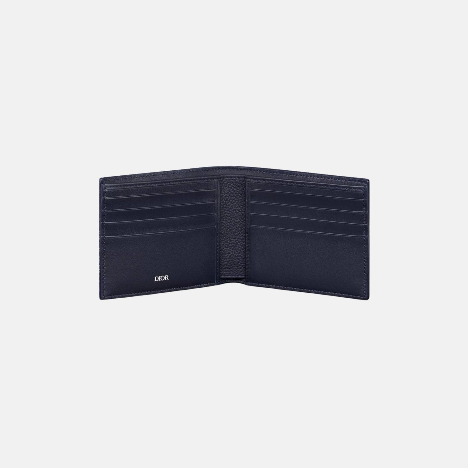 Dior Saddle Bifold Wallet In Grained Calfskin Marquetry Jacquard, Navy Blue, Inside