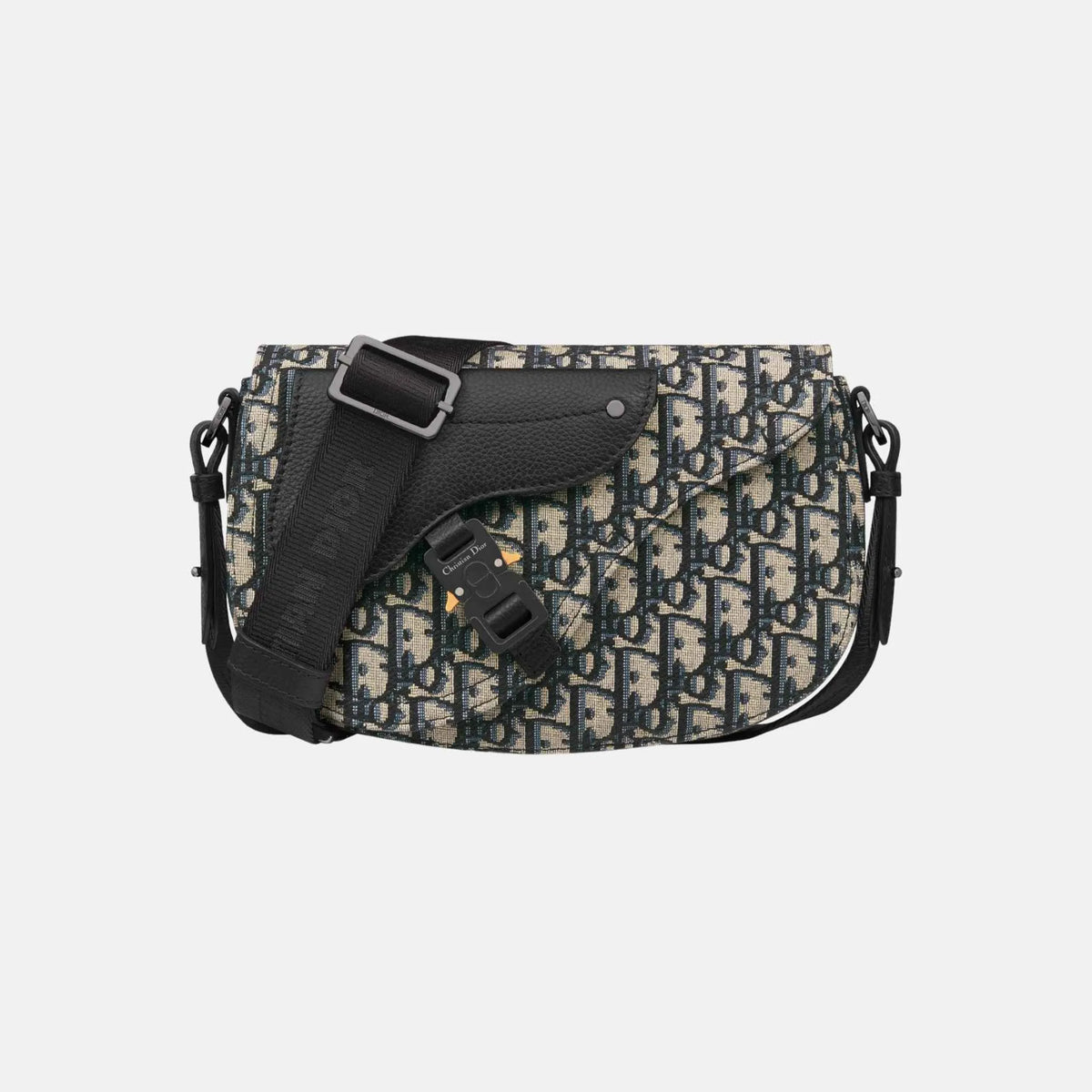 Saddle Messenger Bag In Oblique Jacquard And Grained Calfskin