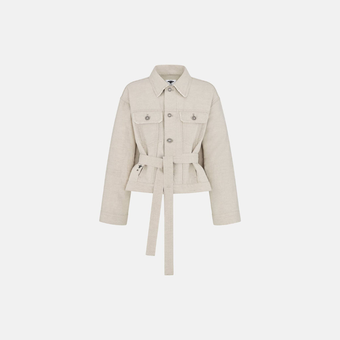 Dior Short Belted Jacket In Cotton And Linen Denim, Front
